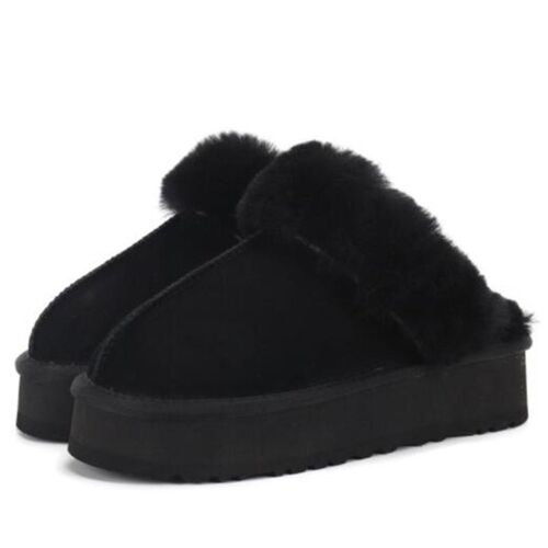 Bottines Chelsea Semelles Compensées Pour Femme, Chaussures D'hiver, Pantoufles En Fourrure, Peluche, Chaussures De Styliste, En Coton, Chaudes, Peu Profondes,