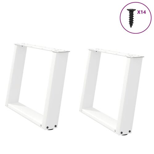 vidaXL Pieds de table basse forme de U 2 pcs blanc 60x(42-43) cm acier