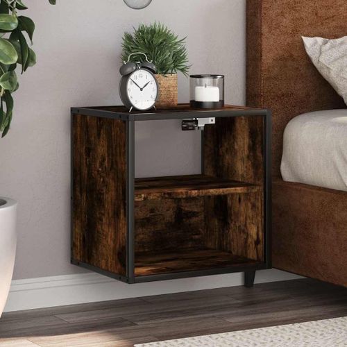 Vidaxl Table De Chevet Murale Chêne Fumé 40x31x39,5 Cm