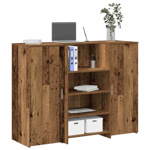 Vidaxl Bureau De Réception Vieux Bois 135x50x103,5cm Bois D'ingénierie