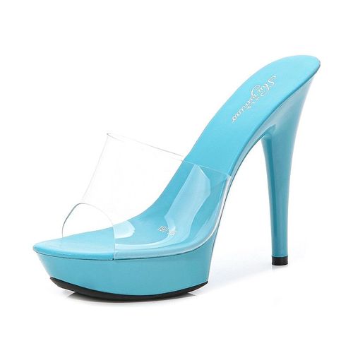 Chaussures De Mariage Plateforme Pour Femmes, Sandales En Pvc, Imperméables, Pantoufles Sexy Talons Hauts, Pour Discothèque, 13cm