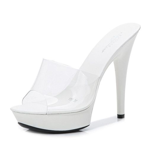 Chaussures De Mariage Plateforme Pour Femmes, Sandales En Pvc, Imperméables, Pantoufles Sexy Talons Hauts, Pour Discothèque, 13cm