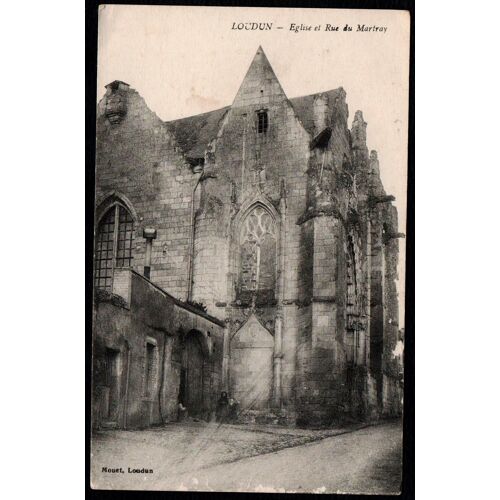Carte Postale Ancienne, France, Vienne ( 86 ), Loudun, Église Et Rue Du Martray