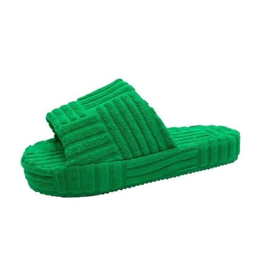 Chaussures De Luxe Semellepaisse Pour Femmes, Nouvelles Pantoufles Décontractées Semellepaisse, Chaudes, En Coton Gaufré, Assorties Avec Tout,