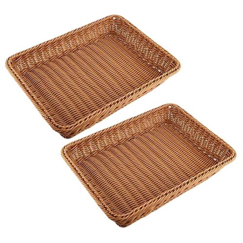 2 paniers de rangement en osier, panier à pain Boulangerie Supermarché Panier d'affichage marron