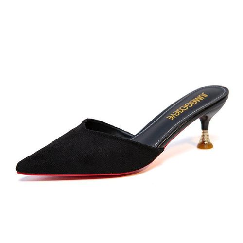 Chaussures Talons Hauts Pour Femmes, Mules Bout Pointu, Noires, Antibrouillard, Tongs Enfiler Pour La Maison, Chaussures De Fête Ol