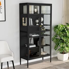 vidaXL Vitrine d'exposition Anthracite 90x40x180 cm Acier/verre trempé