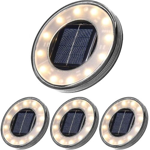 Pack De 4 Lampadaires Solaires À Led 2024, Éclairage Extérieur Solaire Tomshine 12 Leds, Étanche Ip68