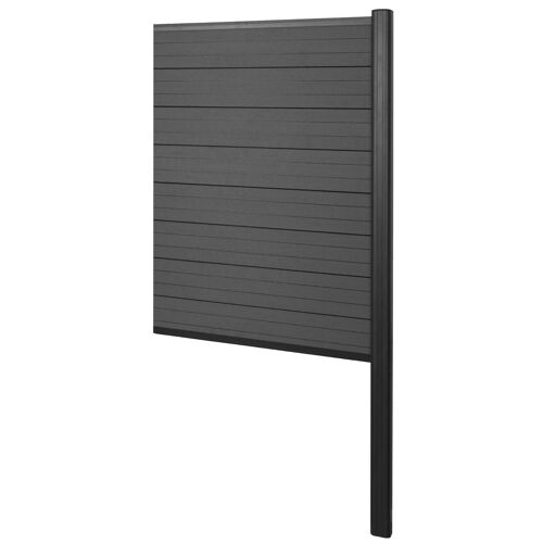 Pare-Vue En Wpc Sarthe, Clôture Coupe-Vent, Poteaux En Aluminium   Élément D'extension Étroit, 95cm Anthracite