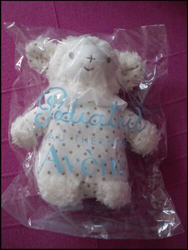 Doudou Mouton Agneau Avène Pédiatril Blanc Avec Pois Env. 17 Cm