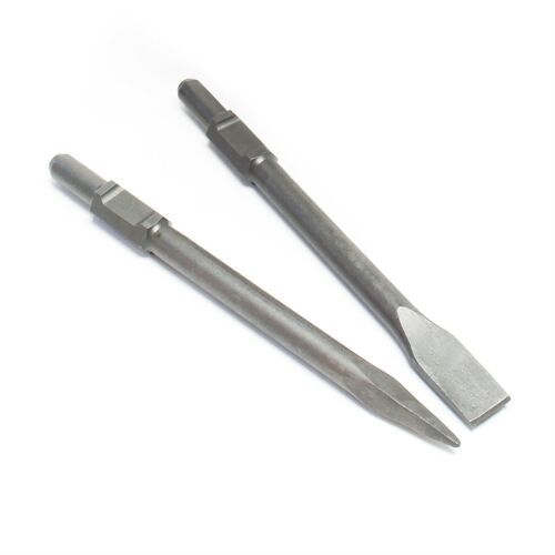 Jeu de burin plat et pointu pour marteau de démolition diamètre 25mm 2 pièces Helloshop26 16_0002582