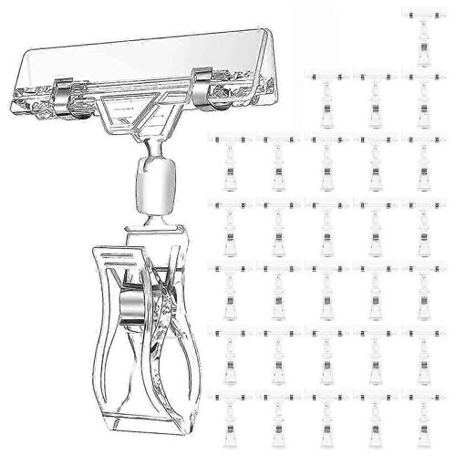 30 Pcs Porte-Étiquettes Signe Clip, Plastique Transparent Rotatif Signe Clips, Marchandise Signe Affichage Clip