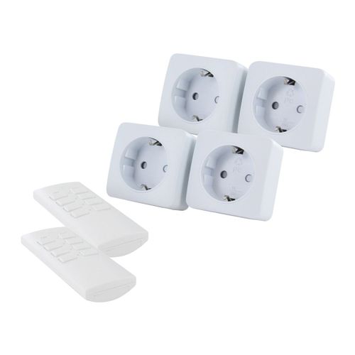 Lot de 4 mini prises Schuko On/Off + 2 télécommandes - Chacon