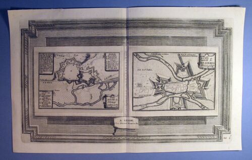 Gravure Originale Sur Cuivre Des Villes De Stenay En Meuse, Et Mézières Dans Les Ardennes Par Peter Van Der Aa, À Leyde Vers 1700