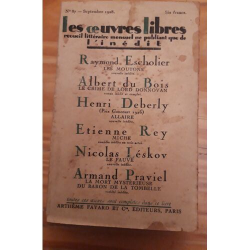 Les Oeuvres Libres - N° 87 - Septembre 1928