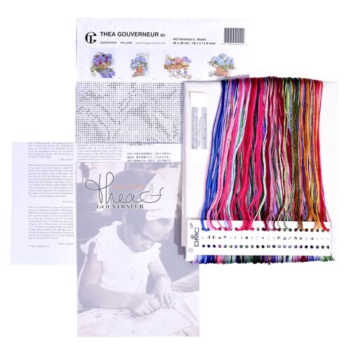 Thea Gouverneur - Kit De Point De Croix Compté - Hortensia Et Rose - Aida - 16 Compter - Pour Adultes - 442a