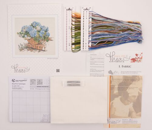 Thea Gouverneur - Kit De Point De Croix Compté - Hortensia Bleu - Aida - 16 Compter - Pour Adultes - 2046a