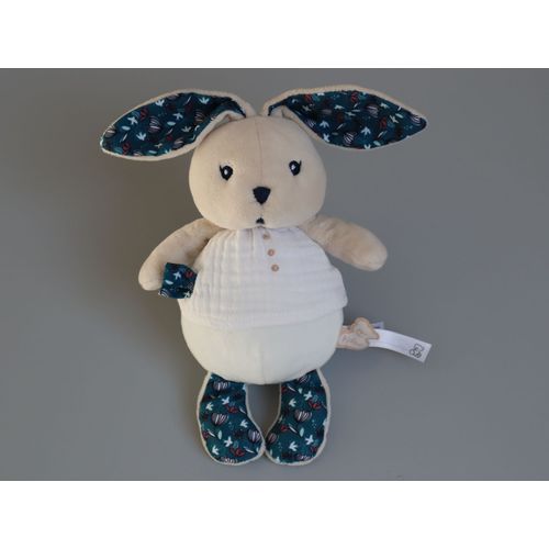 Doudou Lapin Beige Blanc Vert Fleurs Kaloo