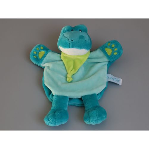 Doudou Crocodile Marionnette Bleu Vert Baby Nat'