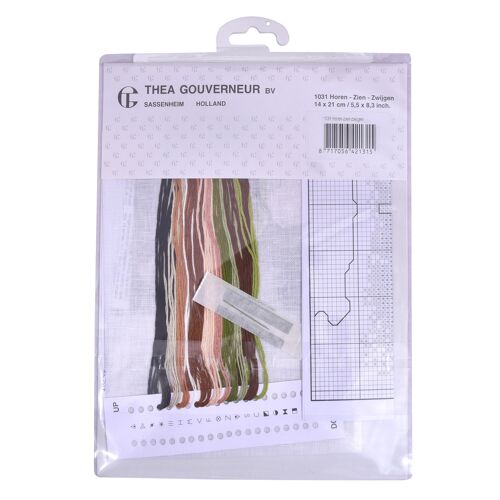 Thea Gouverneur - Kit De Point De Croix Compté - Trois Singes Sages - Lin - 32 Compter - Pour Adultes - 1031