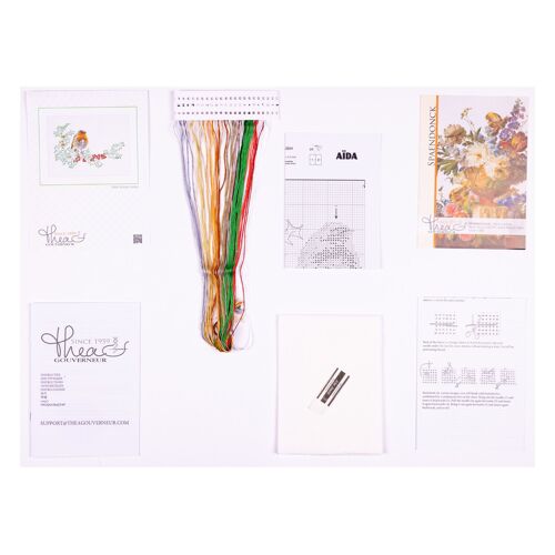 Thea Gouverneur - Kit De Point De Croix Compté - Oiseau Robin D'hiver - Aida - 16 Compter - Pour Adultes - 790a