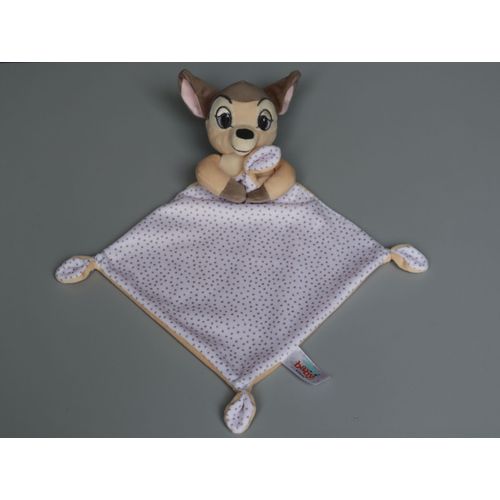 Doudou Bambi Plat Beige Blanc Pois Disney Baby