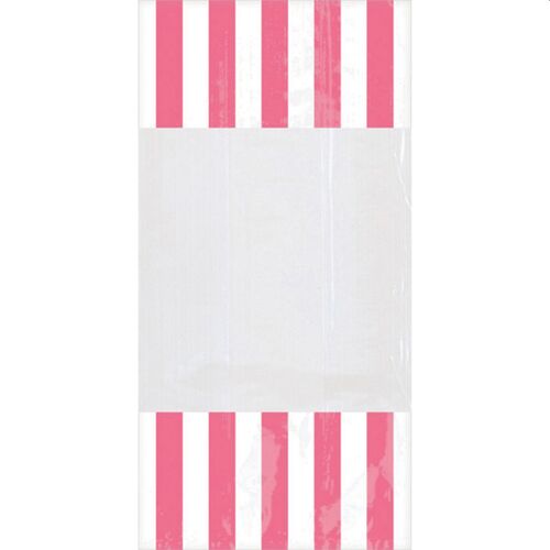 Lot 10 Sachets en plastique Rayés Rose pâle Candy Buffet 24.8 x 12.8 cm - AMSCAN