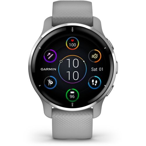 Garmin Venu 2 Plus - 43 mm - gris poudré - montre de sport avec bracelet - silicone - gris poudré - taille du poignet : 125-190 mm - affichage 1.3" - Bluetooth, Wi-Fi, ANT+ - 51 g