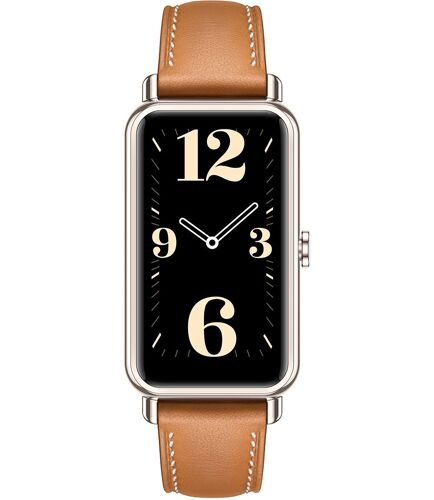 Huawei Watch Fit Mini - Doré clair - Montre connectée avec bracelet - cuir - brun moka - taille du poignet : 130-200 mm - affichage 1.47" - Bluetooth - 20 g