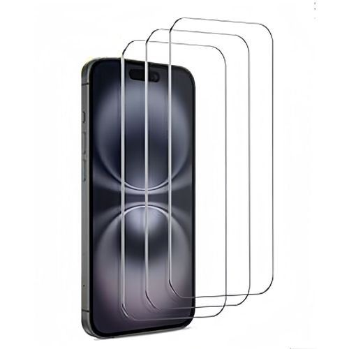 HQSELECTION® Lot De 3 Verre Trempé Pour iPhone 16 (6,1 Pouces).Film de Protection d'écran Transparent - Anti Rayures - Ultra Résistant Dureté 9H