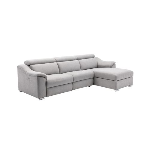 Canapé D'angle Relax Électrique En Tissu Gris Clair Pedrera - Angle Droit