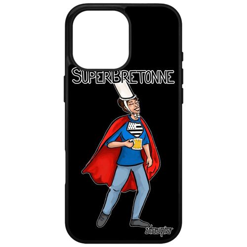Coque Pour Iphone 16 Pro Max Silicone Super Bretonne Rigide Design Drapeau Bretagne Cadeau D'anniversaire Portable Texte Noir Apple