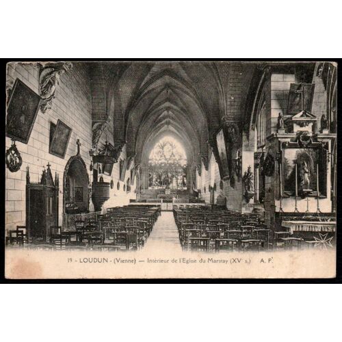 Carte Postale Ancienne, France, Vienne ( 86 ), Loudun, Intérieur De L'église Du Martray
