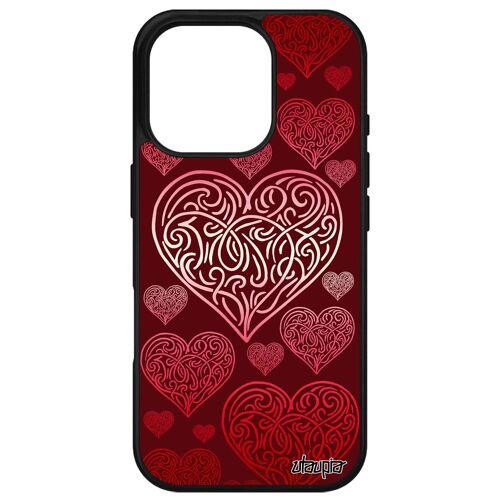 Coque pour Apple iPhone 16 pro silicone coeur amour noir bumper fantaisie cupidon cadeau saint valentin 4G 256 Go romantique image de