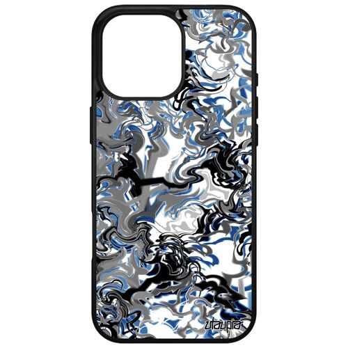 Coque Pour Apple Iphone 16 Pro Max Silicone Marbre Gel Motif Forme Original Coloré Bleu Noir Peinture Housse Personnalisé Made In France