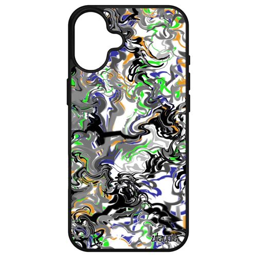 Coque Pour Iphone 16+ Plus En Silicone Marbre Peinture Metal Effet Unique Housse Forme Personnalisé Fond Jolie Tpu Ondulé Case Gris Apple
