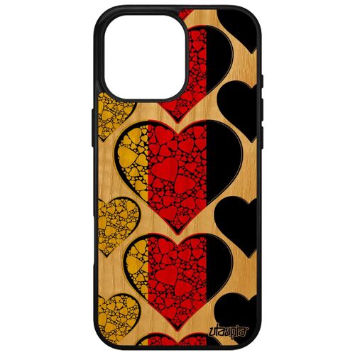 Coque En Bois Drapeau Allemagne Allemand Pour Iphone 16 Pro Max Silicone Foot Coupe D'europe Euro Jo Caoutchouc Rigide Basket Apple