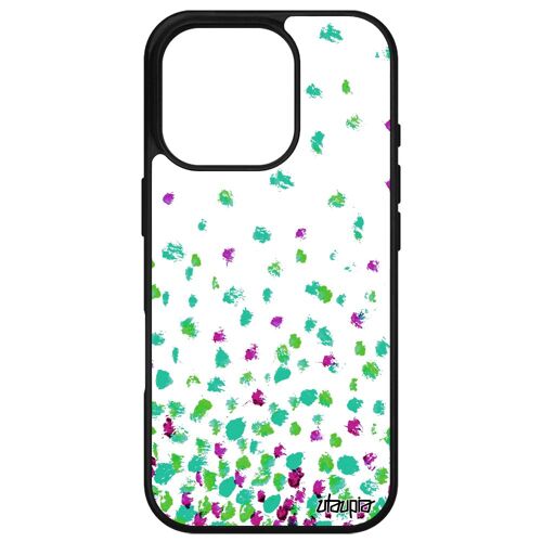 Coque Pour Apple Iphone 16 Pro Silicone Confettis Pois Caoutchouc Romantique Vert Effet Personnalisé Fond Design Petales Jolie Original