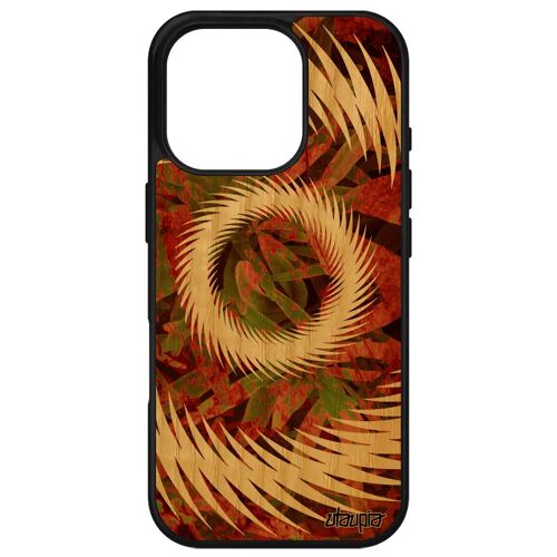 Coque Bois Mandala Pour Iphone 16 Pro Silicone De Protection Vegetal Cadeau 128 Go Design Sphère Effet Coloré Gel Decoratif Marron Apple