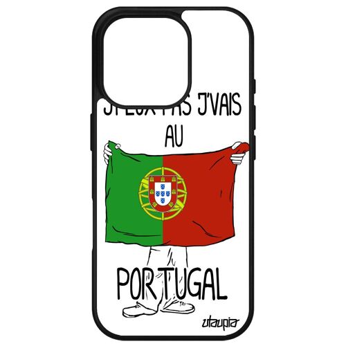 Coque Silicone Pour Apple Iphone 16 Pro J'peux Pas J'vais Au Portugal Smartphone Noir Foot Basket Jo Souple Sport Euro Antichoc