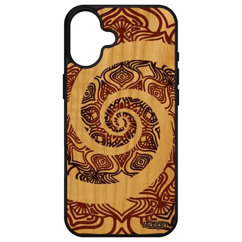 Coque Pour Iphone 16+ Plus Bois Silicone Mandala Mobile Floral 256 Go Effet 3d Marron Jolie Oriental Tibet Pas Cher Solide Naturel Apple
