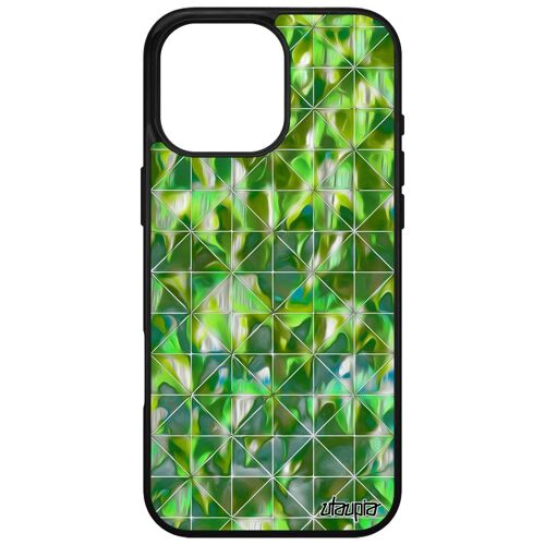 Coque Pour Apple Iphone 16 Pro Max Silicone Design Carreau Vert Rigide Geometrique Original Effet Coloré Carre Vegetal Jolie 512 Go Motif