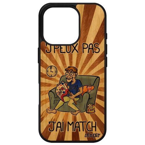 Coque J'peux Pas J'ai Match Pour Iphone 16 Pro Bois Silicone Humour Jpeux Je Drole Texte Pas Cher Housse Rigide Rugby Telephone De Apple