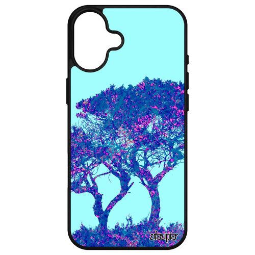 Coque Antichoc Pour Apple Iphone 16+ Plus Silicone Arbres Original Feuilles Zen Ecologie Fleurs Noir Peinture Nature Paysage Mobile