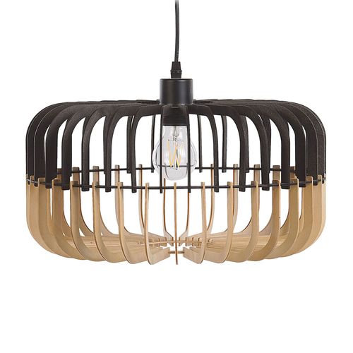 Lampe Suspension Effet Bois Clair Et Noire Sous