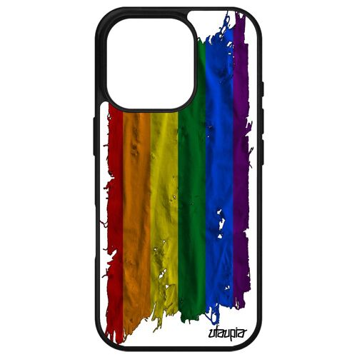 Coque Pour Iphone 16 Pro En Silicone Drapeau Gay Pride Rainbow 4g Gaypride Parade Housse Marche Des Fiertés Lgbt Portable Lesbien Apple