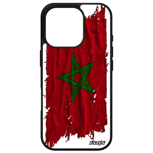 Coque Drapeau Maroc Marocain Pour Iphone 16 Pro Silicone Foot Sport Tissu Football Housse Can Coupe D'afrique Jo 4g Apple