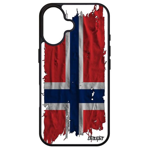 Coque Silicone Telephone Pour Iphone 16 Drapeau Norvege Norvegien Euro Design Jo Etui Football Foot Rigide Coupe Du Monde Noir De Apple