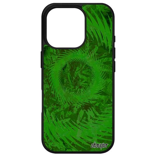 Coque Pour Iphone 16 Pro Silicone Mandala Effet Telephone Vegetal Cercle Vert Dessin Design Fond Alu Motif Case Decoratif De Apple