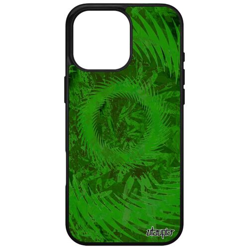 Coque Silicone Mandala Pour Apple Iphone 16 Pro Max Vert Effet Vegetal Cercle Portable Dessin 4g Motif Design Caoutchouc Telephone Fond